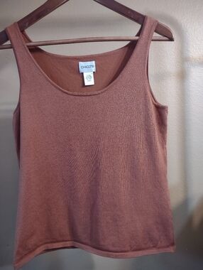 Chico's Clay Brown Silk Blend Scoop Neck Tank Top